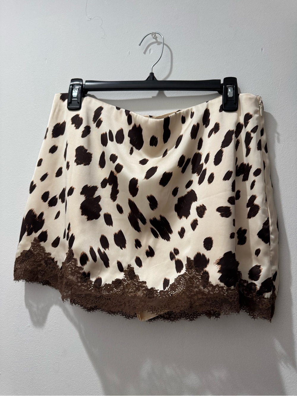 Abercrombie & Fitch Cream Animal Print Mini Skirt with Brown Spots